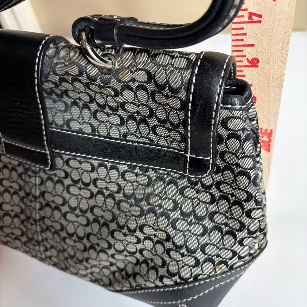 Coach Y2K Vintage SoHo Signature 6349 Shoulder Bag Top Handle Black Gray - Picture 9 of 13